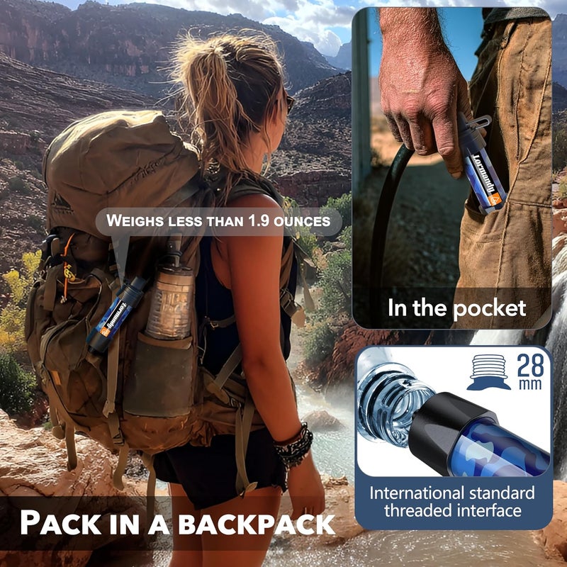 Lormandy Straw Water Filter 5 Pack – Outdoor Camping & Hiking Survival Gear Kit for Family Use, Ultra-Light Personal Filter Straws for Backpacking, Travel, Bug-Out Bags and Emergency Preparedness - Image 5